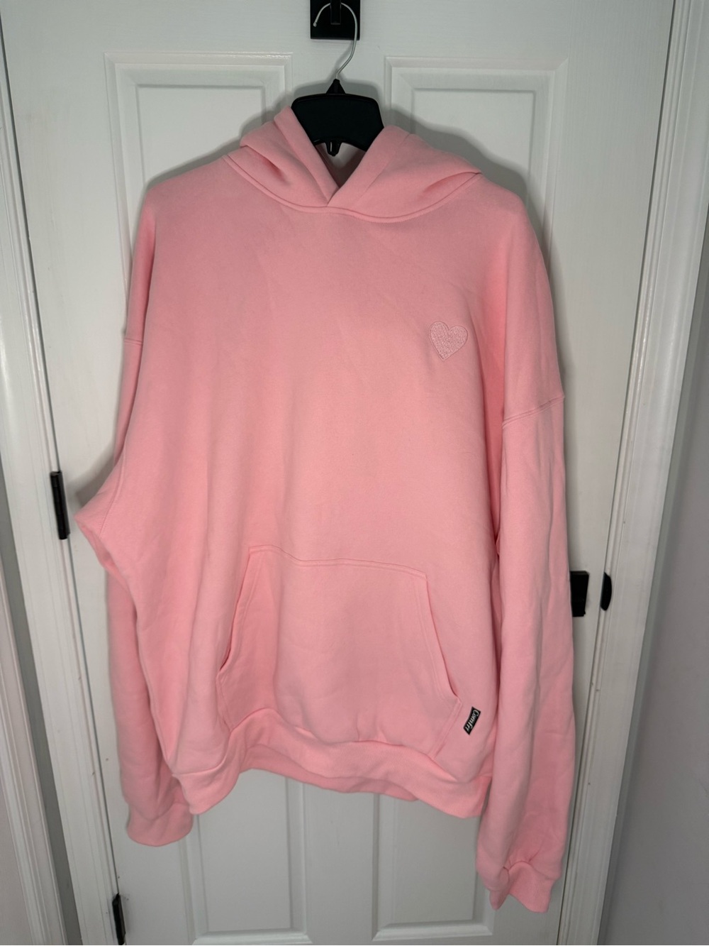Women's Light Pink Hooded Sweatshirt with Heart Embroidery